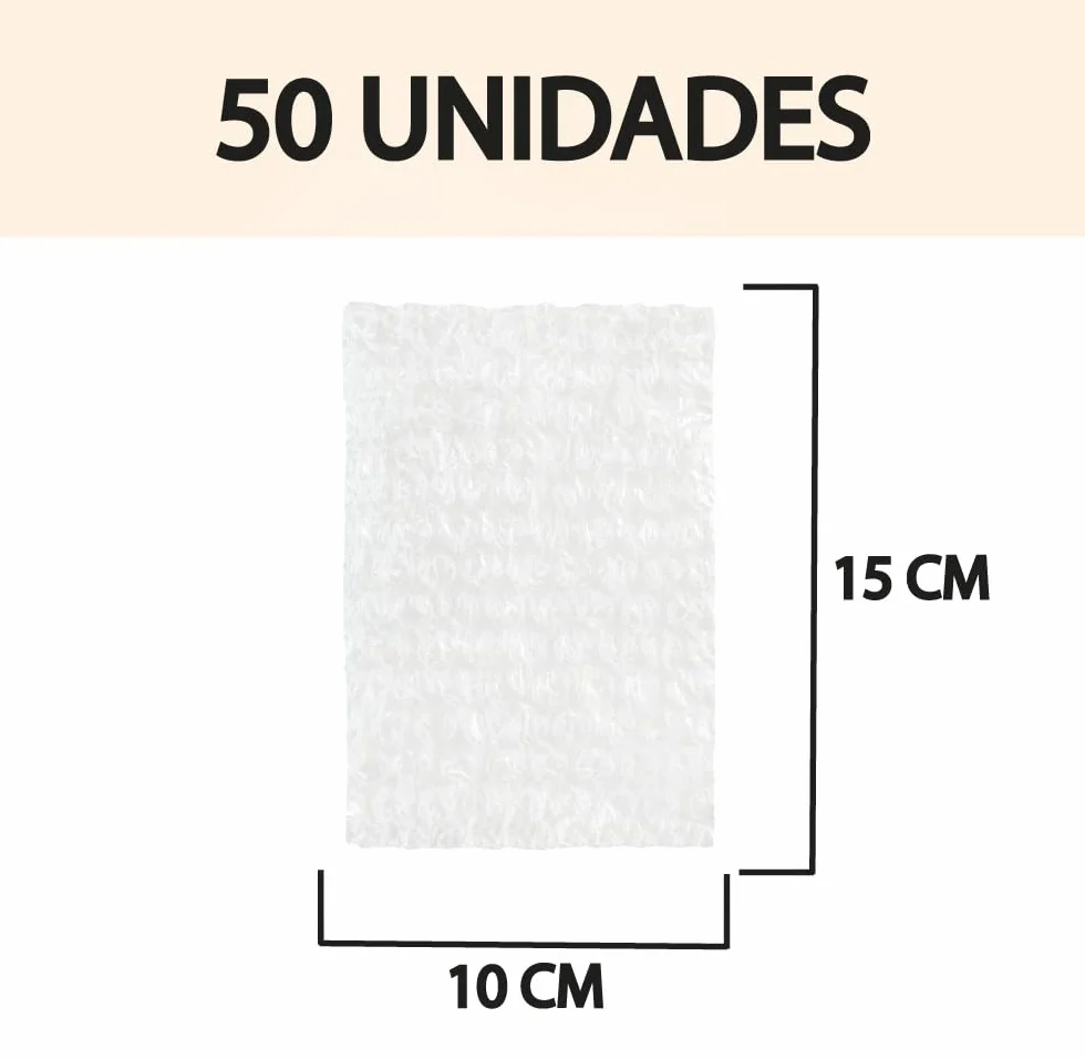 50 plastikowych toreb bąbelkowych o wymiarach 10 x 15 cm. Opakowanie ochronne chroniące delikatne przedmioty i bezpieczna wysyłka paczek. Idealne do przechowywania i przechowywania małych przedmiotów