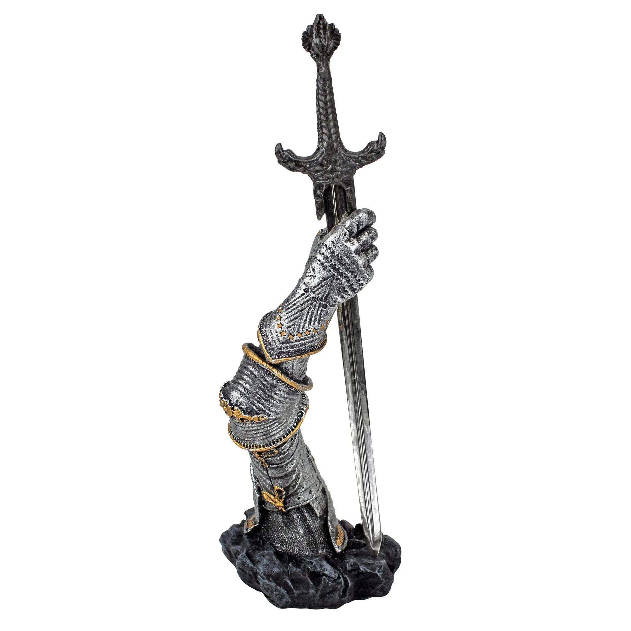 Design Toscano CL4118 King Arthur's Sword of Excalibur otwieracz do listów biurko posąg, 25,5 cm, żywica poliestrowa, wykończenie cynowe
