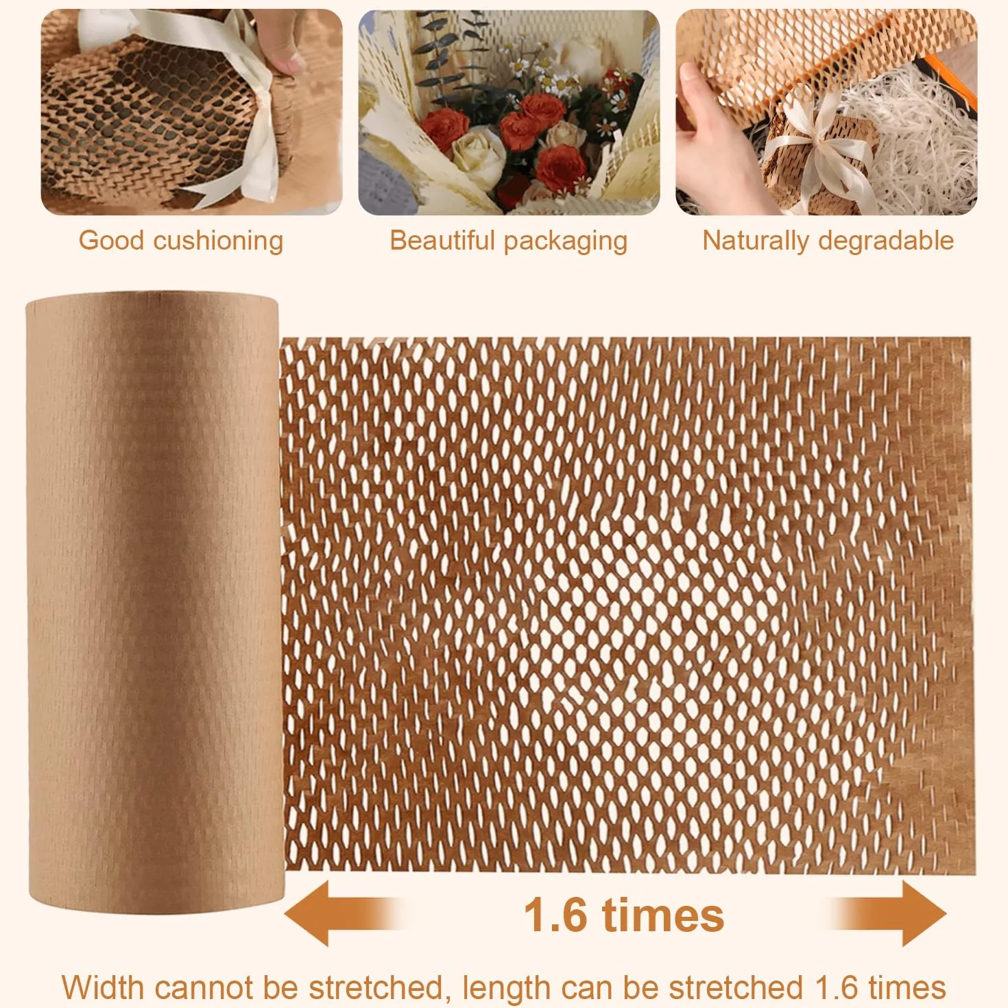 Papier pakowy w strukturze plastra miodu 30 cm x 50 m ekologiczny materiał opakowaniowy