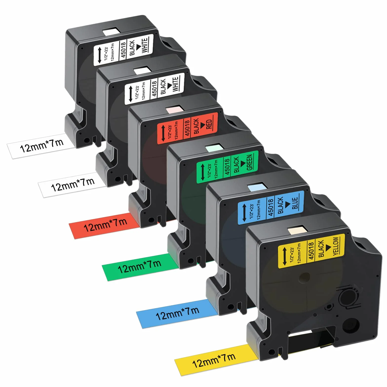 Gigmeta Zestaw 6 compatible with Dymo D1 Taśma 12mm x 7m compatible with Dymo Labelmanager PNP/160/210D/280/350/420P/450D/500TS, D1 45013 45017 45018 45019