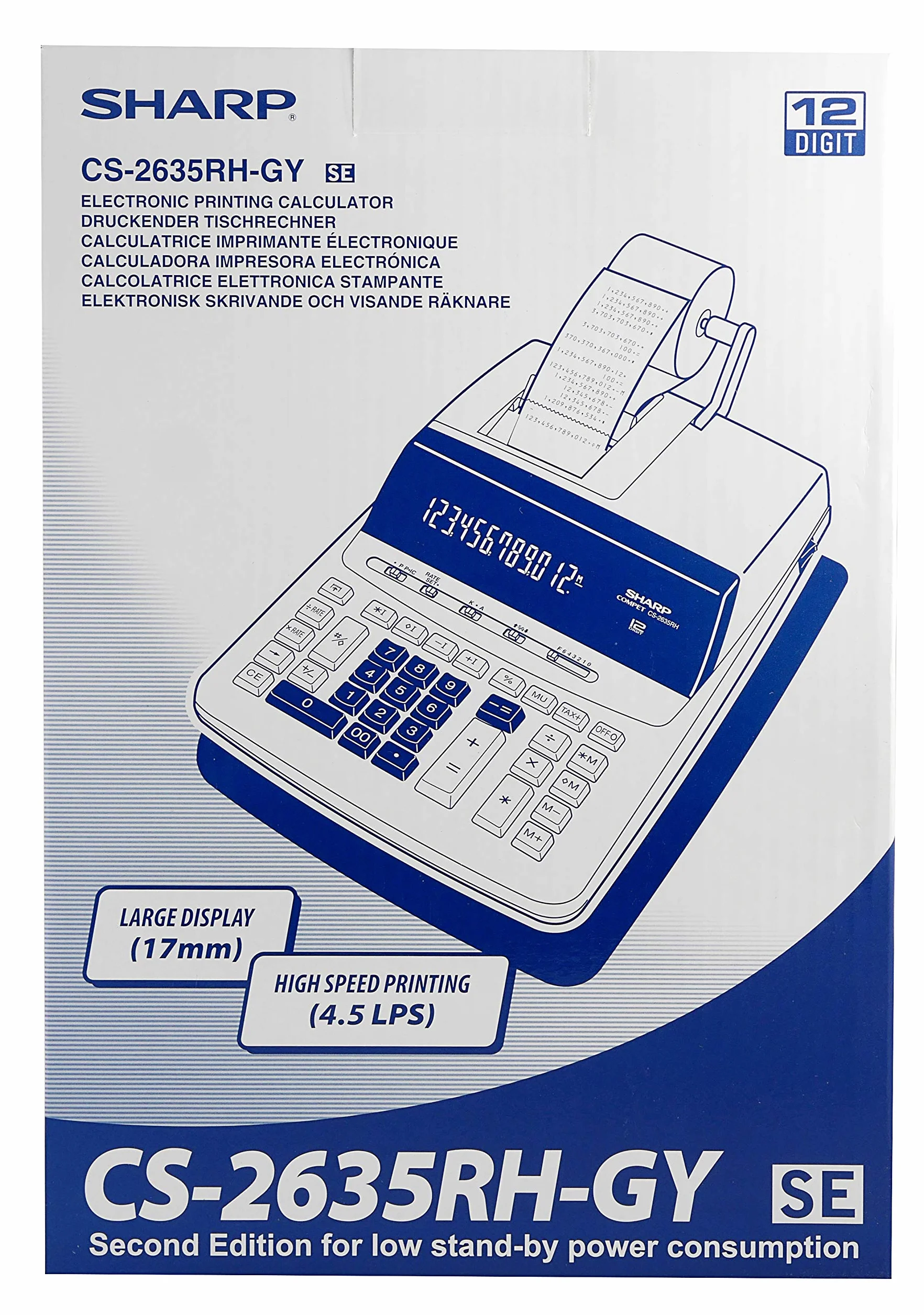 Sharp Kalkulator biurkowy CS-2635RHGYSE 12-cyfrowy wyświetlacz czarno-czerwone farby drukarskie jasnoszary