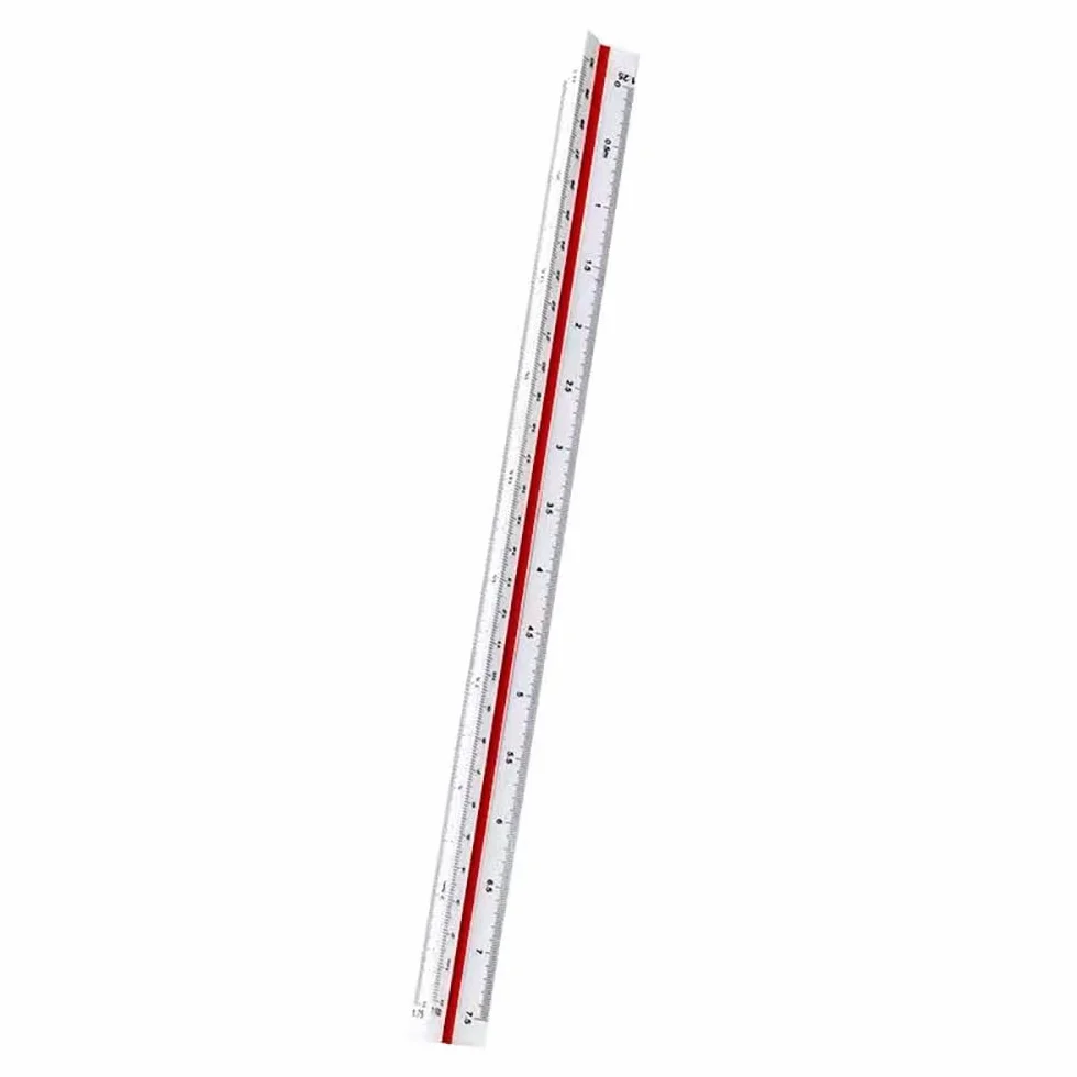 Linijka 30 cm, miarka z tworzywa sztucznego, linijka trójkątna, linijka trójkątna, skala metryczna 1:20 1:25 1:50 1:75 1:100 1:125