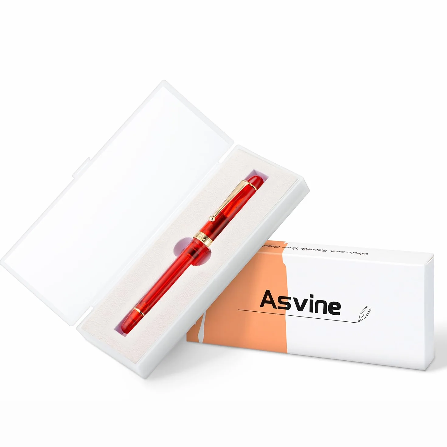 Asvine V126 Pióro wieczne próżniowe stalówka Stub 1,1 mm czerwony akryl