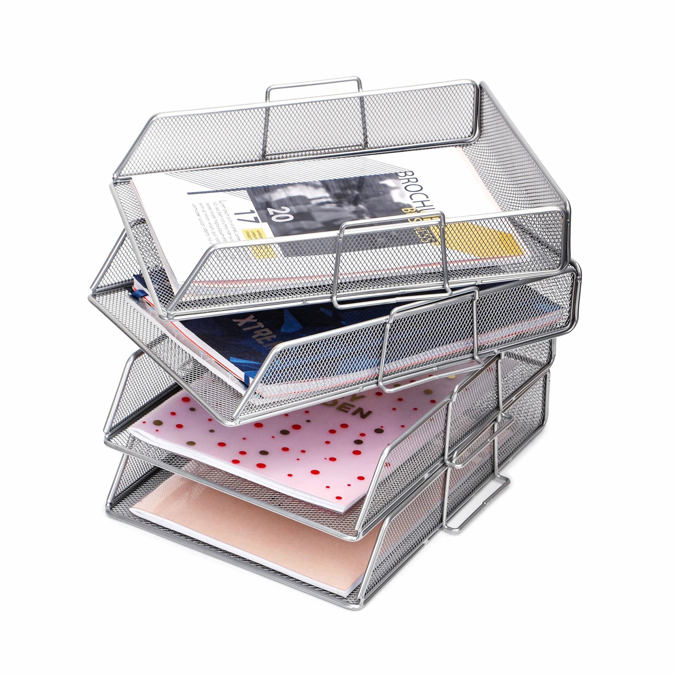 EXERZ Sorter papieru organizer na biurko siatka druciana 4 szt.