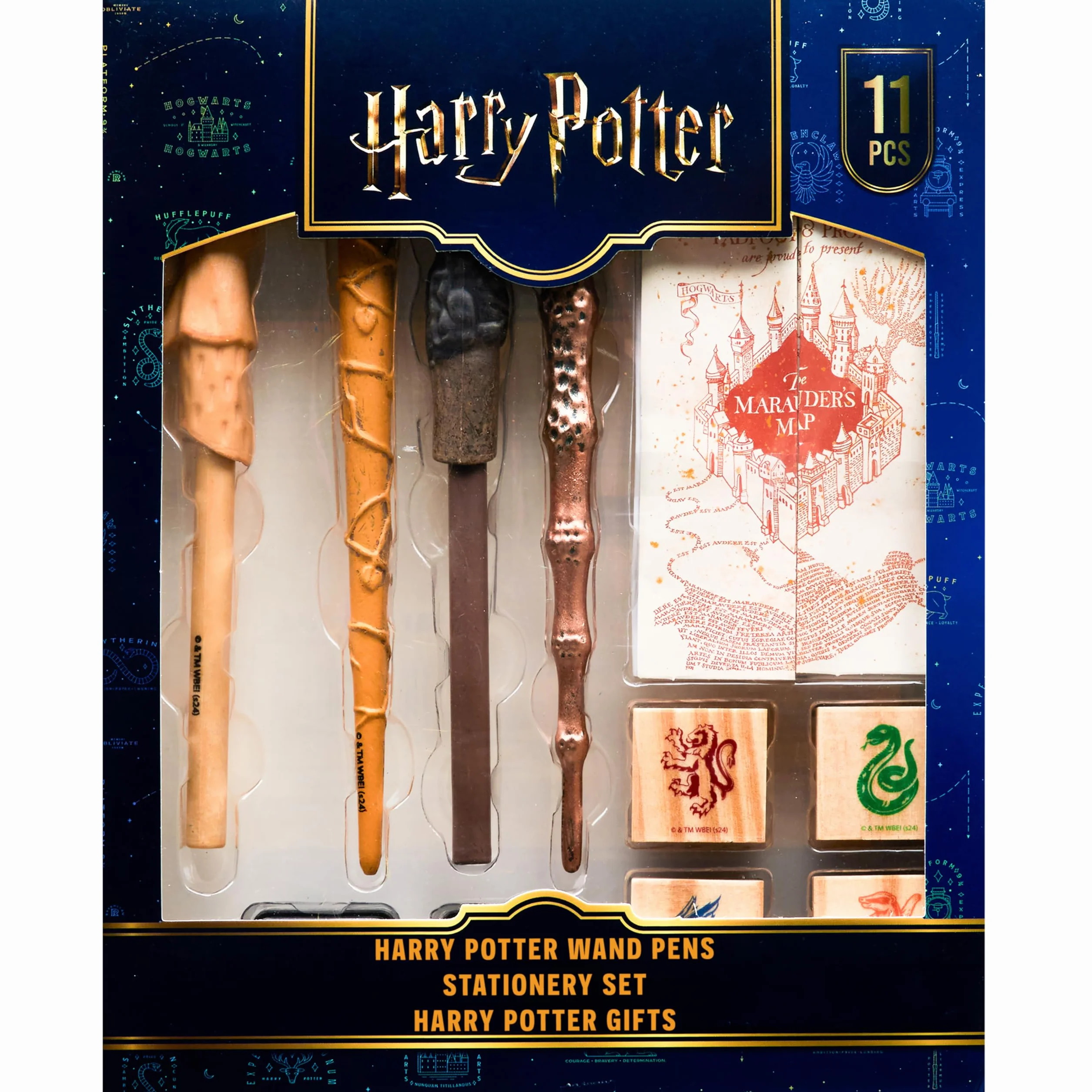 Harry Potter Pudełko na długopisy Magiczna różdżka, poduszeczka z tuszem i mapa Huncwotów Pomysł na prezent dla dziewczynki/chłopca
