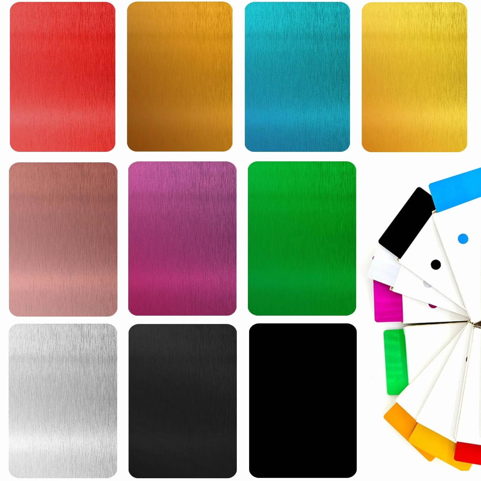 SPORWAY 100 sztuk wizytówek pustych metalowych wizytówek puste miejsca grawerowane wizytówki aluminium 86 x 54 x 0,21 mm do domu biura DIY karty podarunkowe 10 kolorów