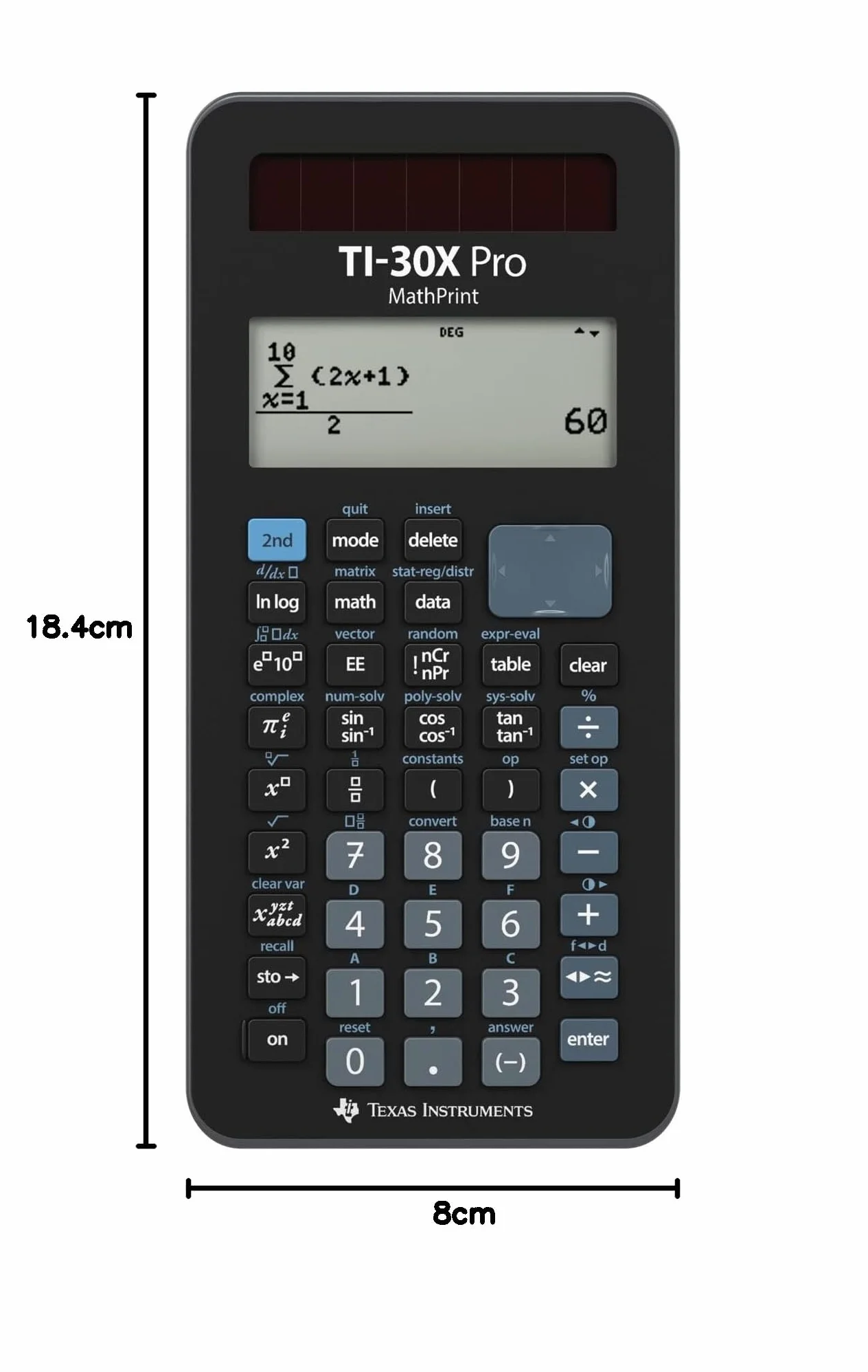 Texas Instruments Ti-30X Pro Mathprint Kalkulator, Czarny, 18.4 x 8 x 1.6 cm