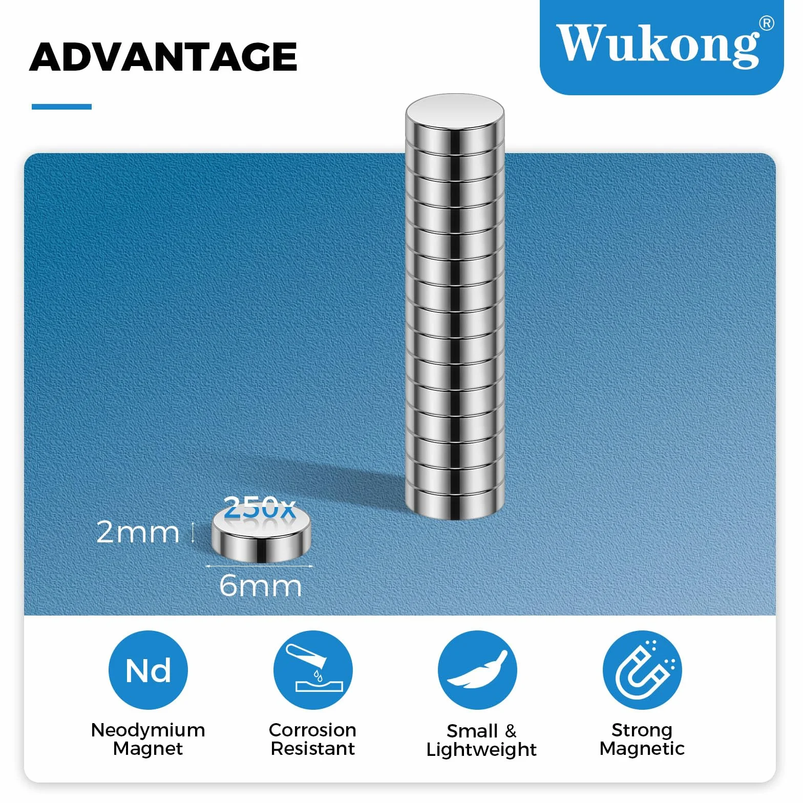 Magnesy neodymowe 6 x 2 mm 250 sztuk mini silne do lodówki