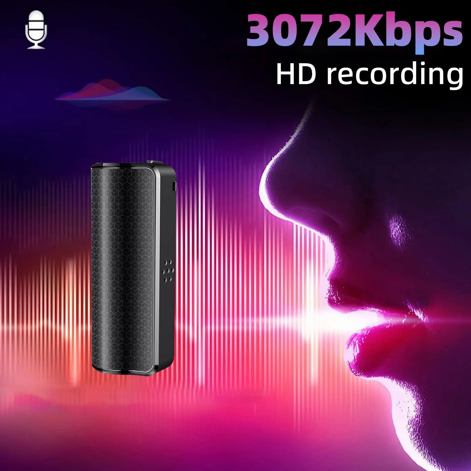 Dyktafon magnetyczny, nagrywarka z nagrywaniem trwałym przez 30 dni, mini dyktafon, możliwość ponownego ładowania przez USB, nagrywanie One Touch, sterowanie głosem, dyktafon mini