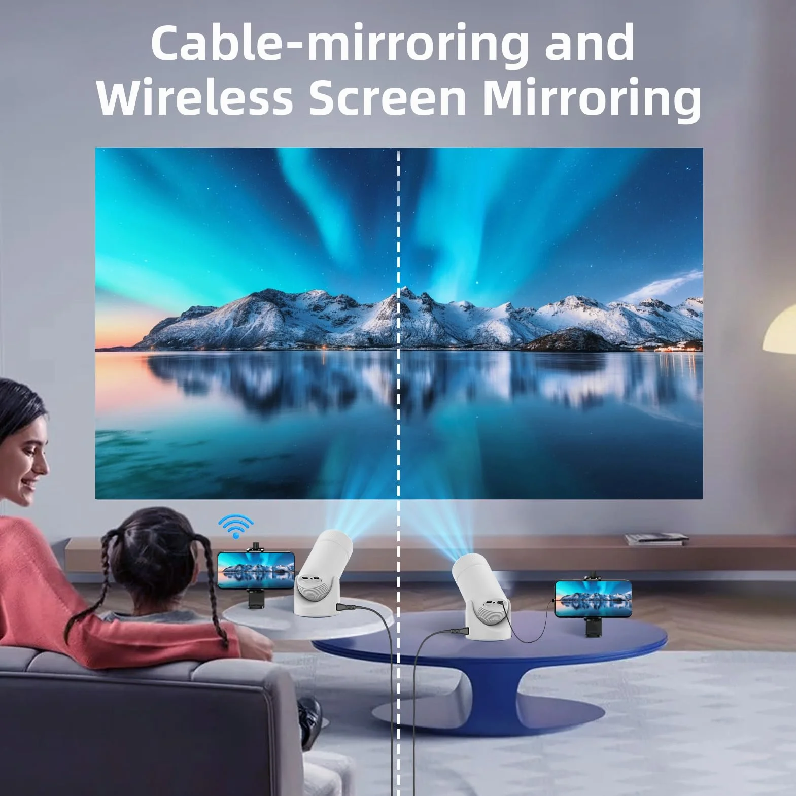 Projektor XL2-23E 4K Mini Inteligentny z Wi-Fi 6 5G Bluetooth Automatyczna Korekcja Trapezu