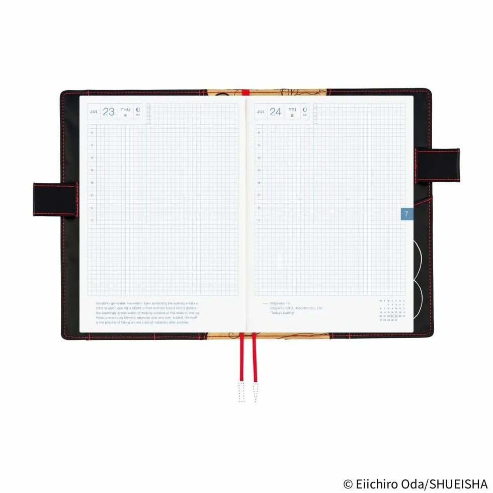 Hobonichi Techo pokrowiec na planer A5 – ONE PIECE magazine: Straw Hat Luffy (czarny) (rozmiar Cousin, tylko okładka)