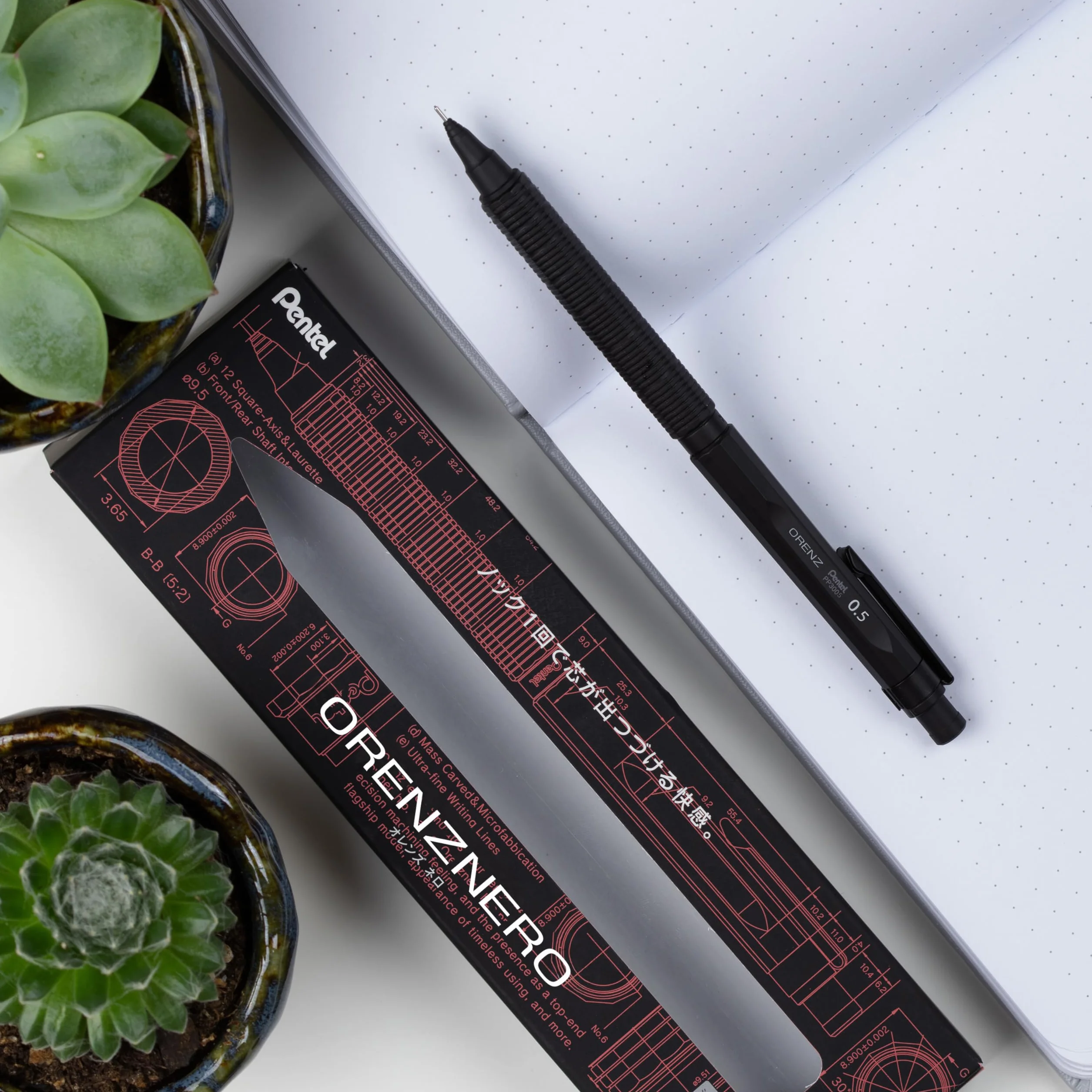 Pentel Orenz Nero PP3005-A Ołówek Mechaniczny, Czarny, 0.5mm