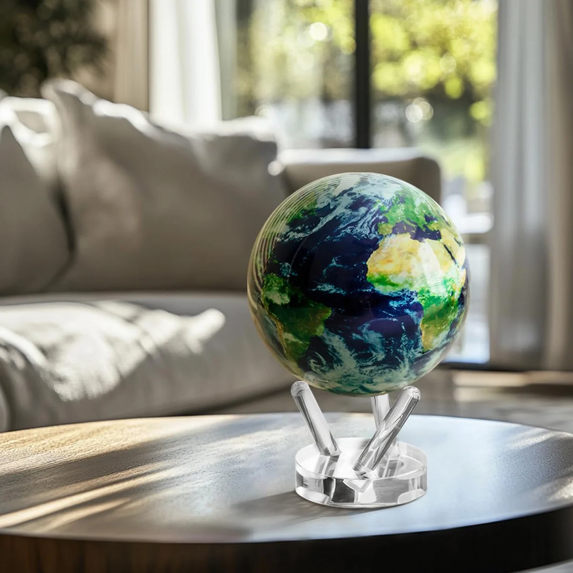 MOVA Globe Ziemia z chmurami Klasyczny (4,5") | Samonapędzający się globus zasilany światłem | Cicha praca bez baterii | Dekoracja biurka lub prezent