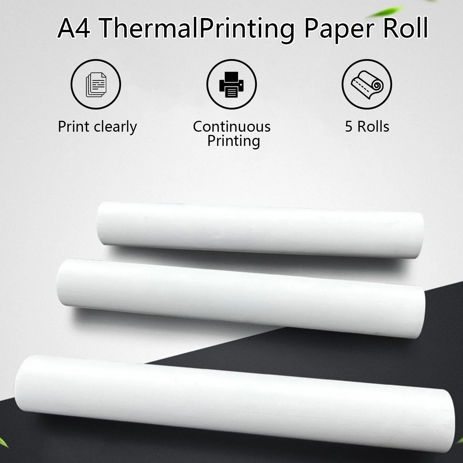 Xmart 5 Rolek Papieru Termicznego A4 Papier Termiczny do Drukarki Przenośnej Papier Termiczny A4 Szybkoschnący Idealny Ciągłego Drukowania Plik Strony Internetowe ZdjęCia 210x297mm Około 125 Arkuszy