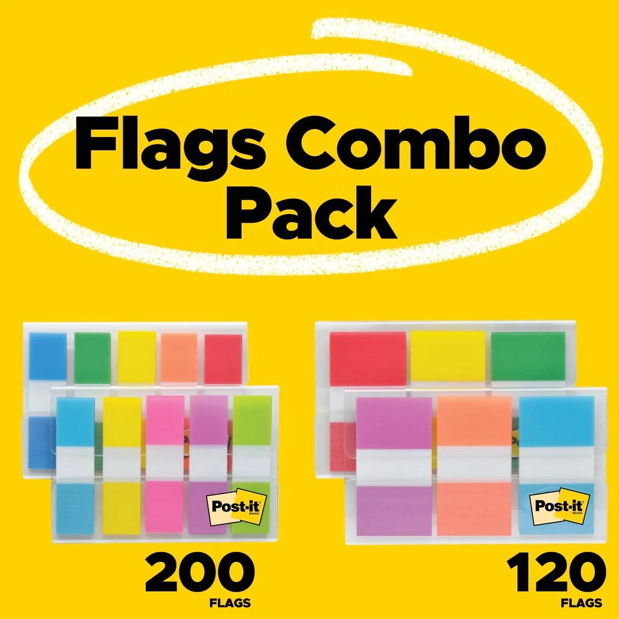 Post-it karteczki Combo Pack, 4 podajnik/opakowanie On-The-Go, 120 szt. o szerokości 2,4 cm i 200 szt. o szerokości 1,2 cm, karteczki, różne kolory (683-XL1)