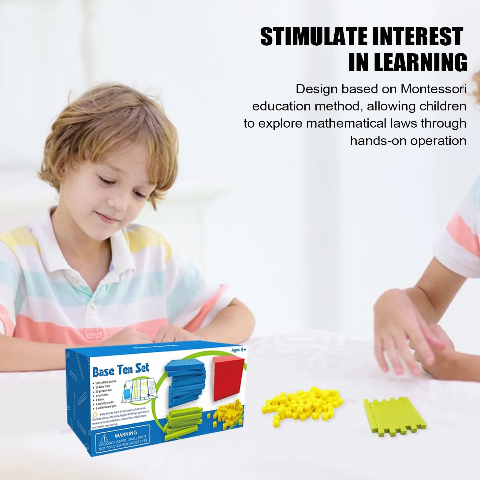 Base Ten Blocks, Math Manipulatives Learning Toy Set, Preschool Counting Cubes & Place Value Blocks, Hands On Number Concept Training, Educational Math Game for Kids Classroom Homeschool Teaching Aid