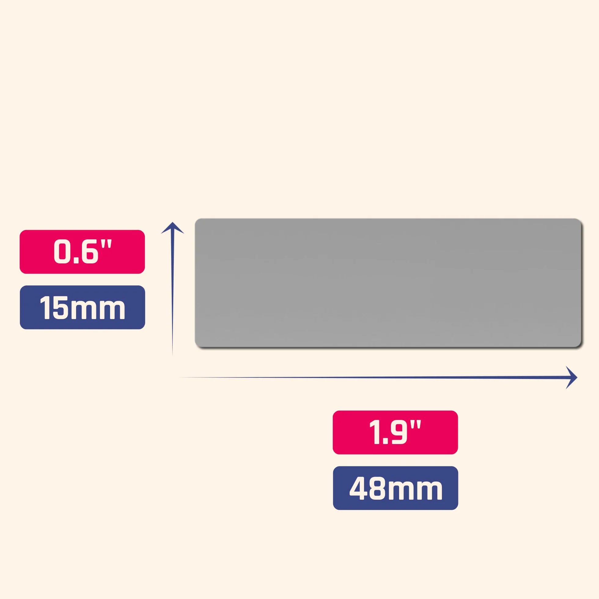 600 Sztuk, 48 x 15 mm - Naklejki Zdrapki Zdrapywania, Szary