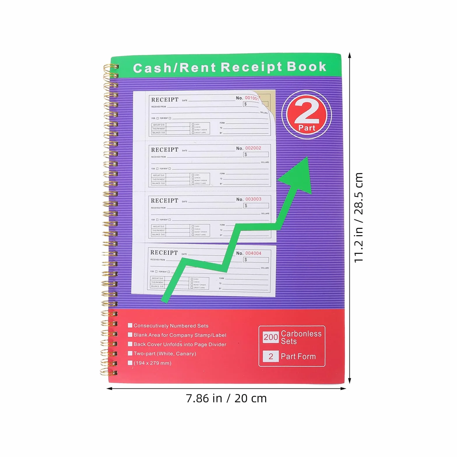 200 Zestawów Professional Two-part Cash Rent Receipt Book for Small Business Portable Invoice Receipt Organizer for Order Management And Expense Tracking