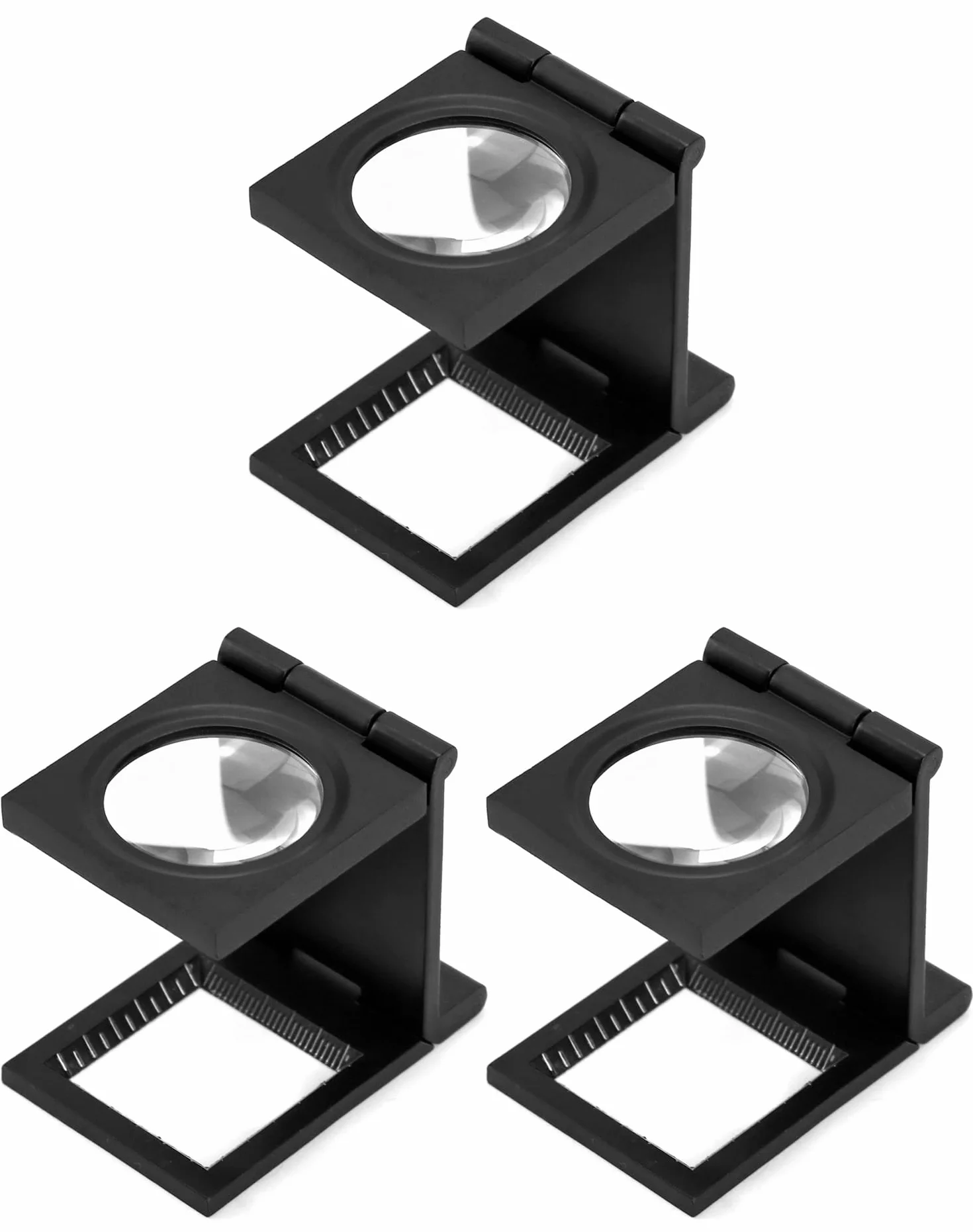 QWORK® 3 kawałki Mini składana lupa, lupa 10X z linijką, licznik nici metalowej do lutowania, szycia, czytania, tekstyliów