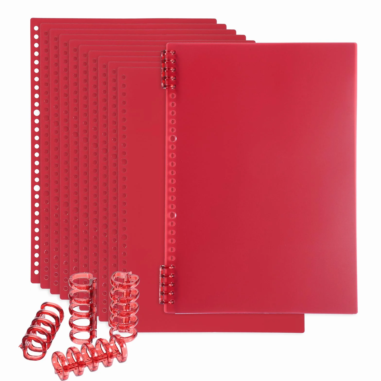 PATIKIL 12 sztuk okładek do bindowania, A4 (11,8 x 21,5 cala), plastikowe okładki na notebooki z grzebieniem do oprawy, do prezentacji raportu, czerwone