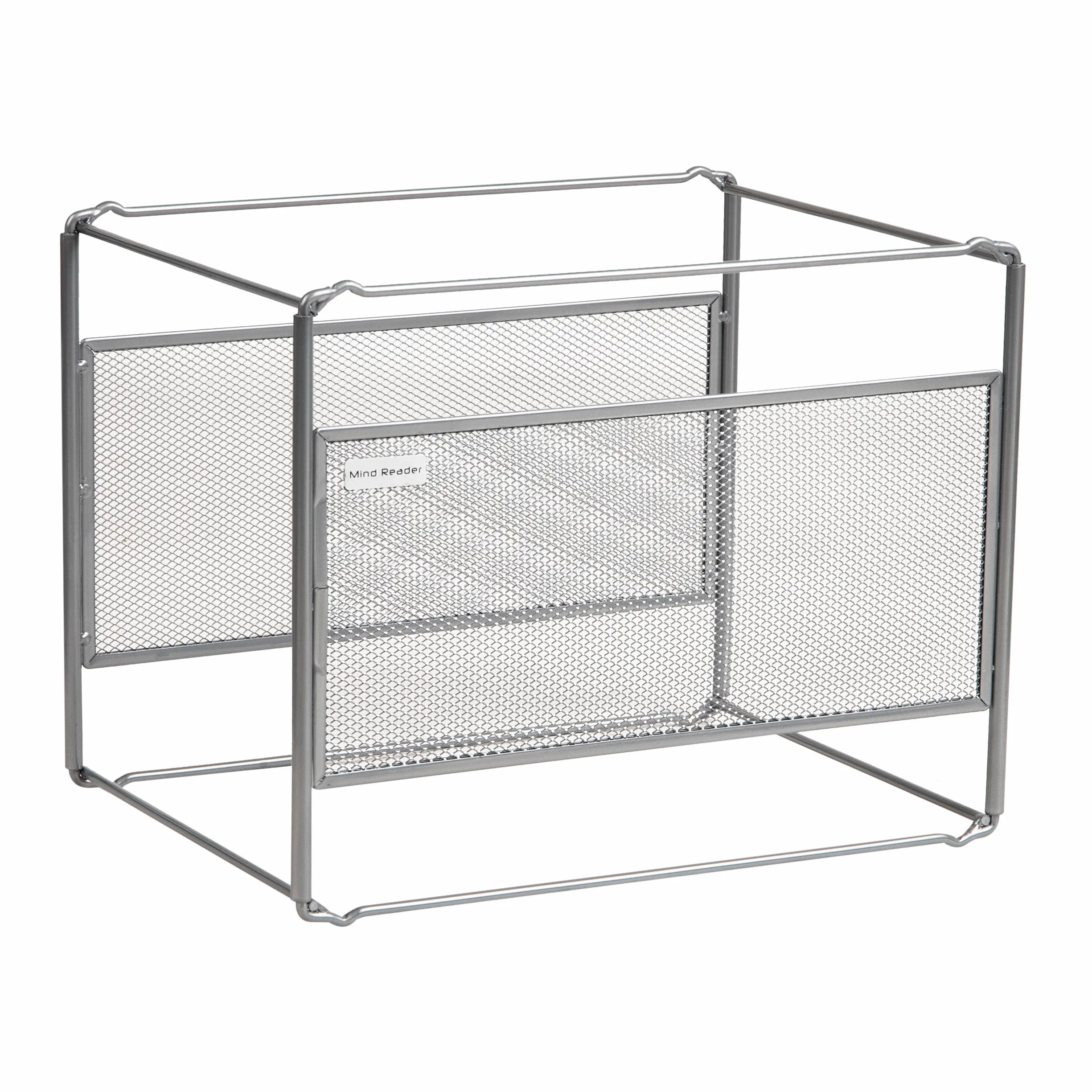 Mind Reader Hanging File Folder Organizer, Desktop Organizer, Storage, Office, Metal Mesh, 13" L x 9.75" W x 10.25" H, Silver
