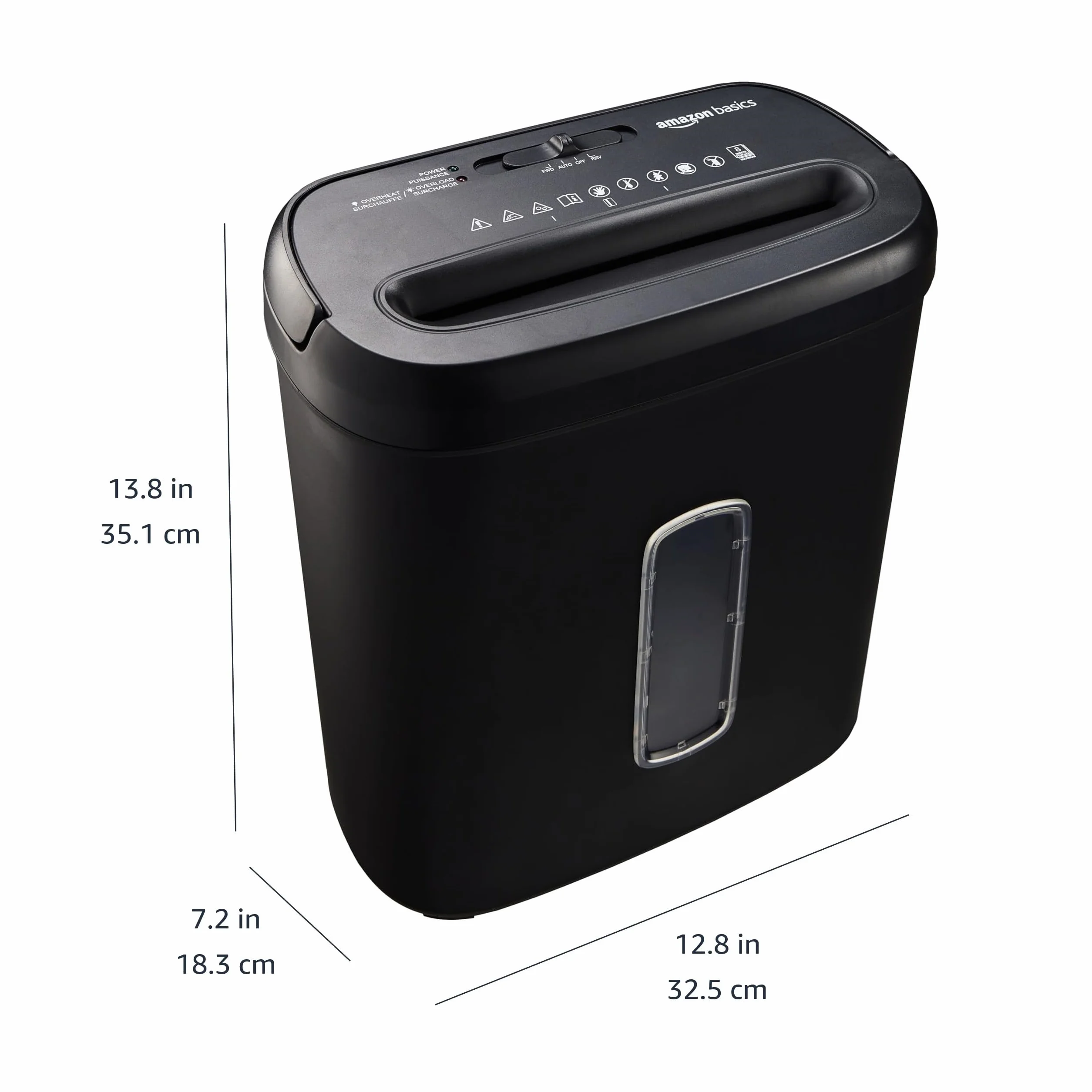 Amazon Basics Niszczarka do papieru o przekroju poprzecznym na 8 arkuszy, do papieru i płyt CD i kart kredytowych, 8 arkuszy, czarna