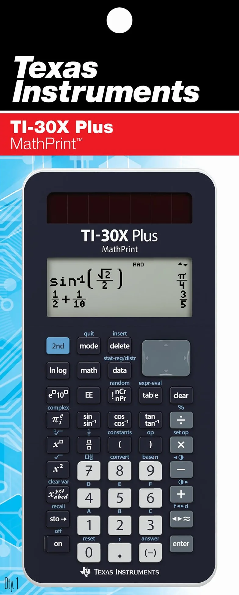 Texas Instruments TI - 30XPLUS MP FC Kalkulator Naukowy, Granatowy, 4-liniowy