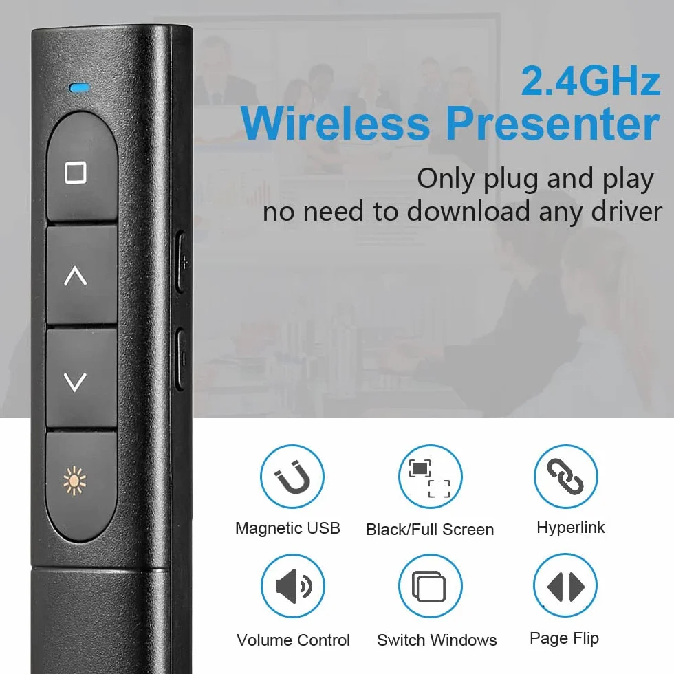 USB/Type-C 2 w 1 klik do prezentacji Powerpoint, hiperlink regulacja głośności bezprzewodowy prezentator zdalna prezentacja wskazówka slajd Advancer PPT klikacz do Mac iPad komputer laptop