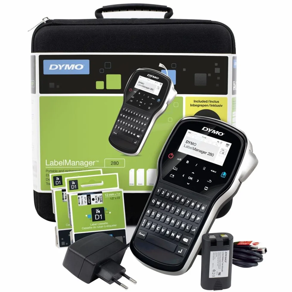 Dymo S0968990 LabelManager 280 Drukarka Etykiet z Walizką, Czarny, 1 Zestaw