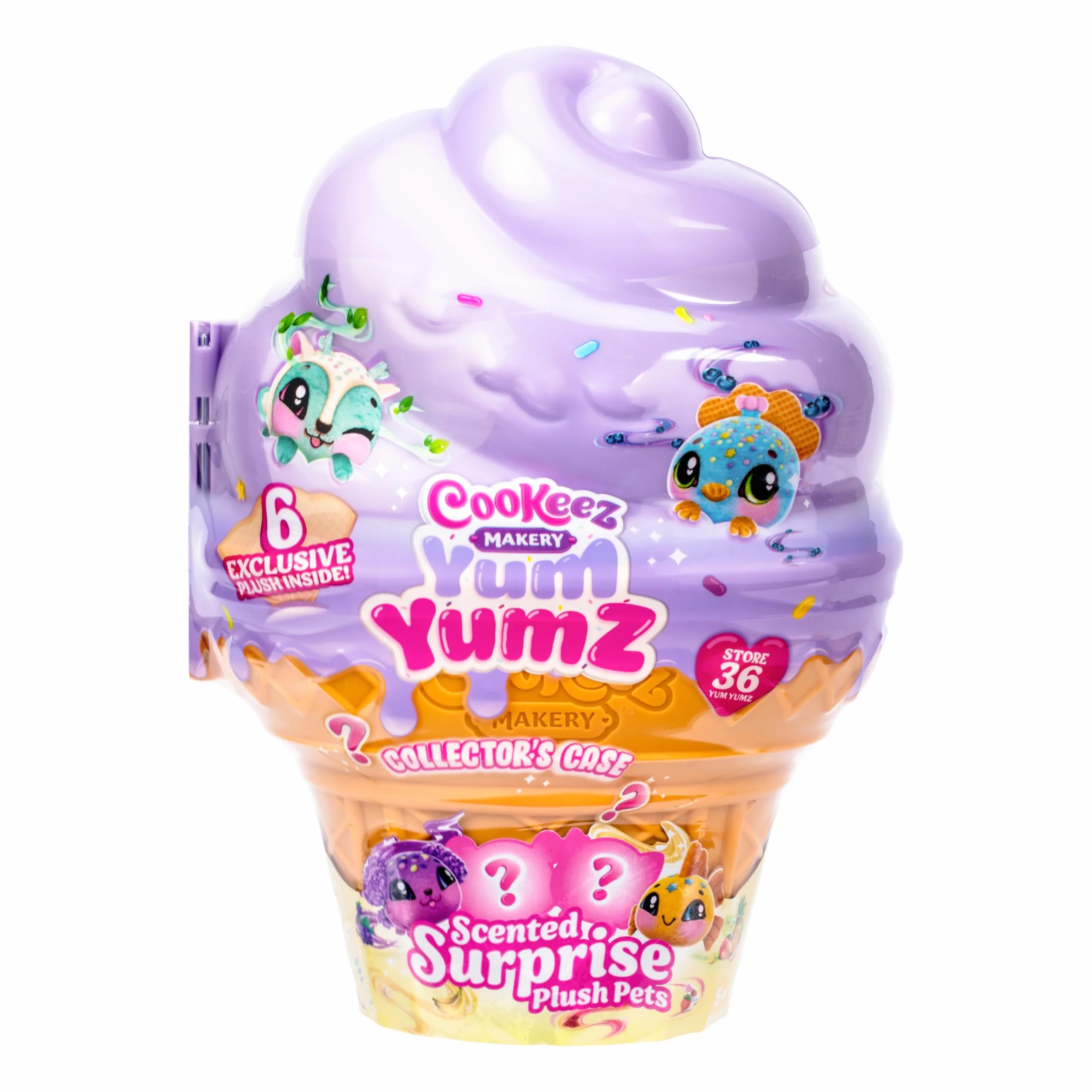 Cookeez Makery Etui Yum Yumz, gigantyczne na 36 lodów, 6 ekskluzywnych pluszowych, zabawny arkusz naklejek
