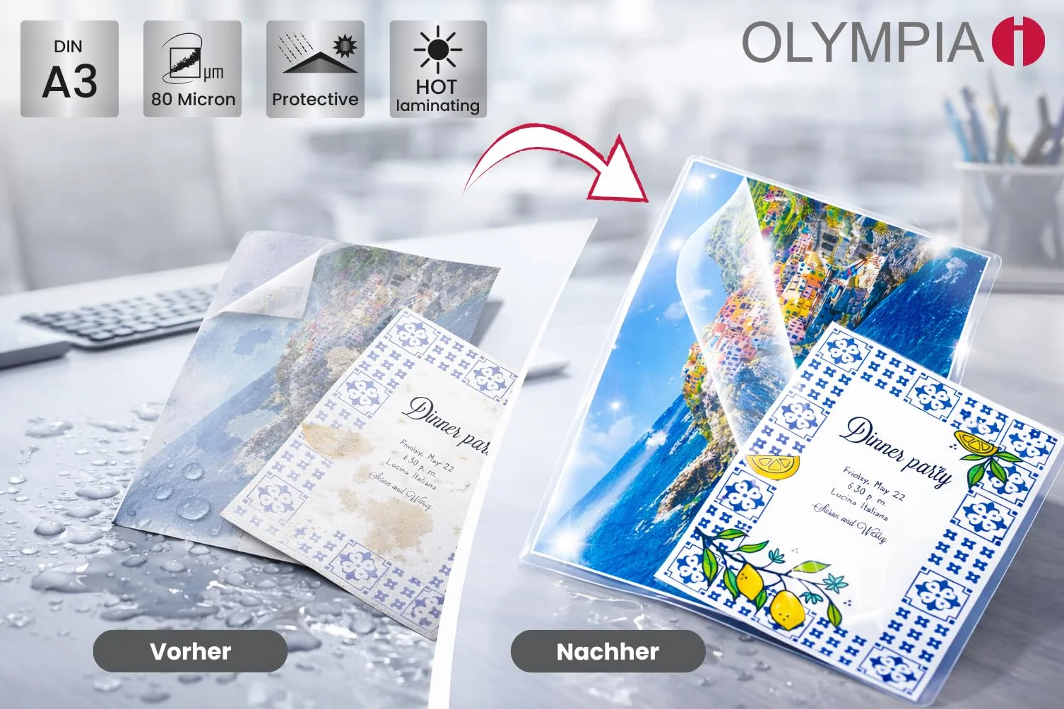 Olympia 9174 Folia do Laminowania, Przezroczysty, A3 (50 sztuk)
