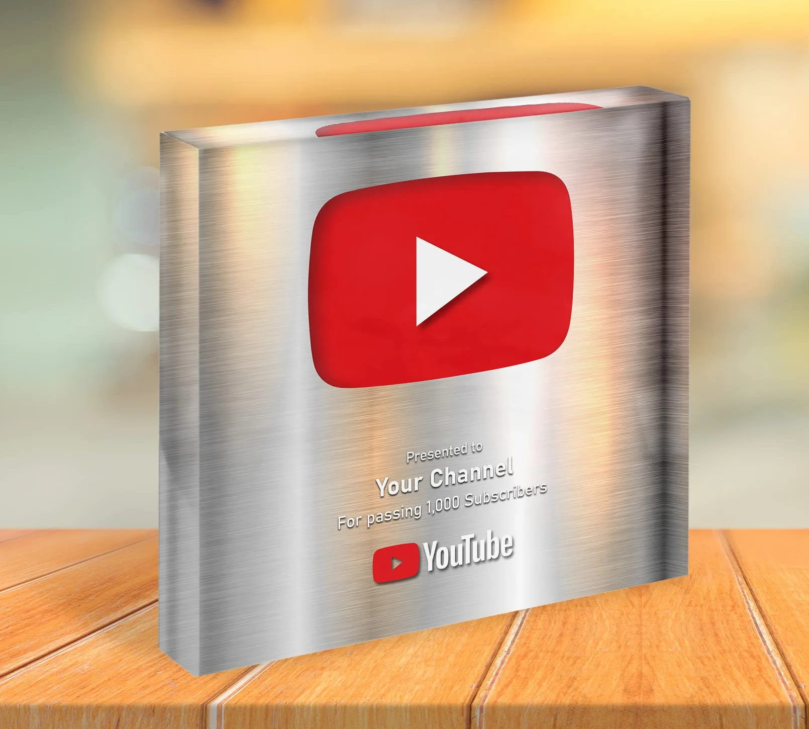 Srebrny spersonalizowany przycisk YouTube Play Button Award konfigurowalny prezent dla kanału