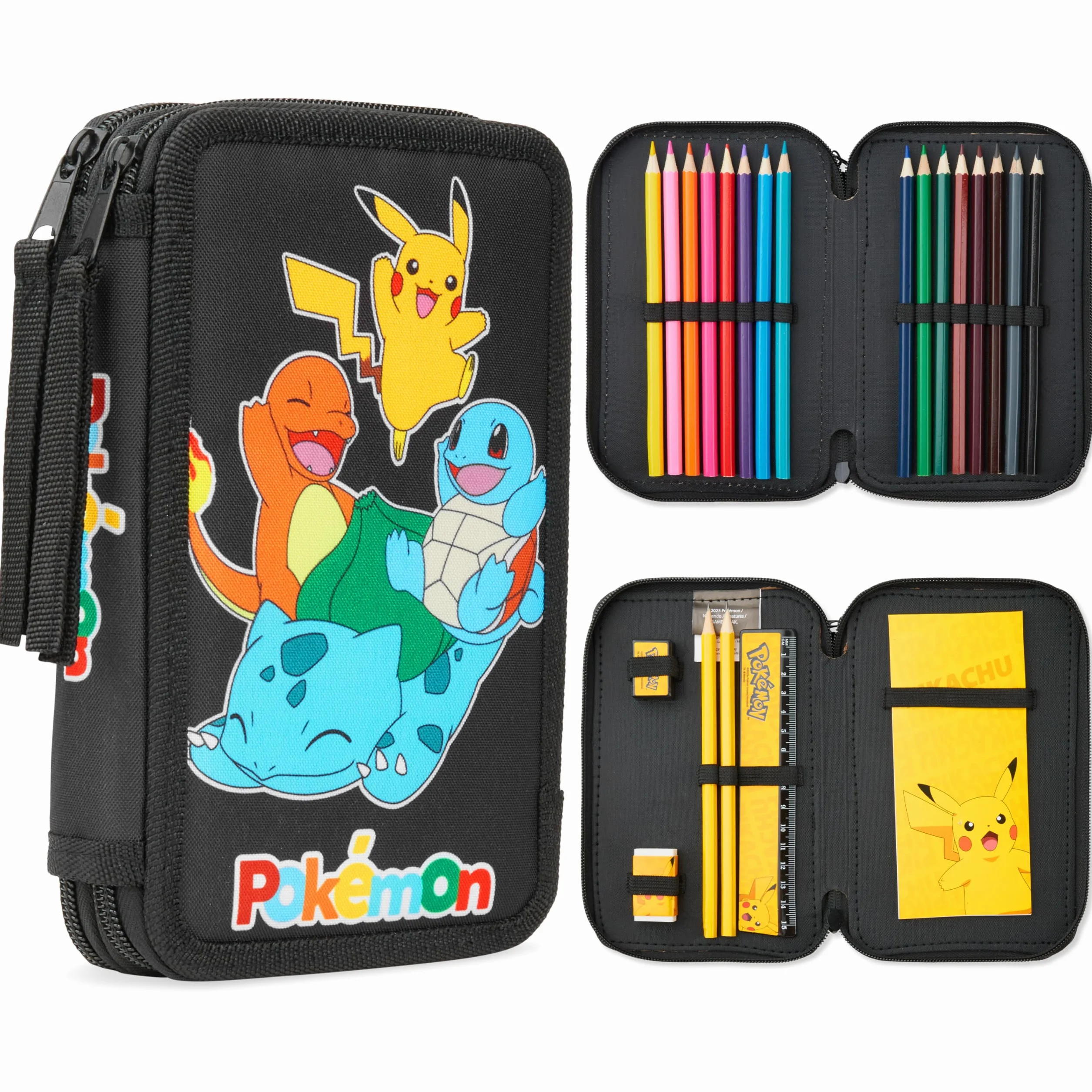 Pokemon piórnik duży, wypełniony piórnik dla chłopców, z zestawem przyborów pikachu, prezent dla dzieci, jeden rozmiar