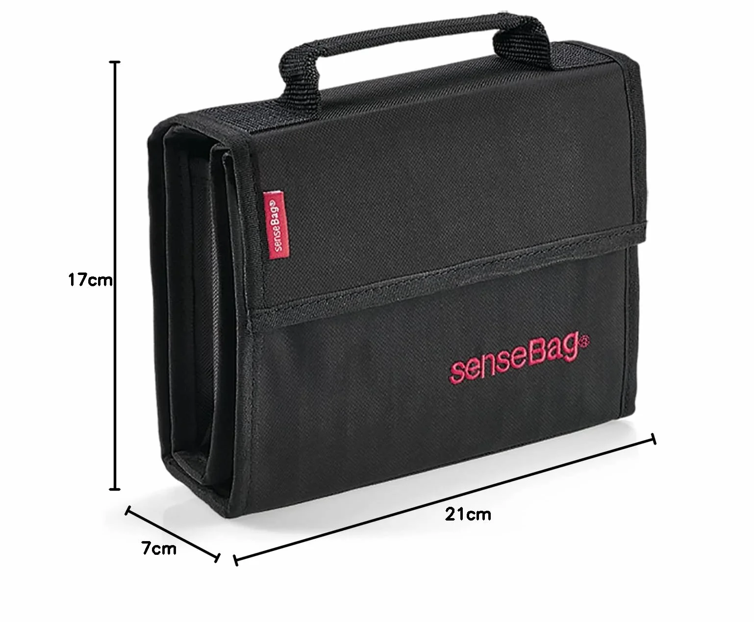 senseBag Wallet black na 36 markerów, torba z tkaniny poliestrowej z 24 kieszeniami na pisaki