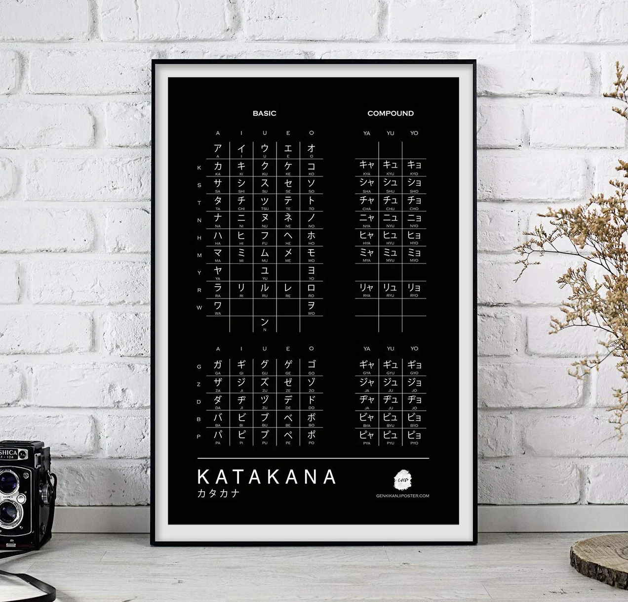 Genki Kanji Poster Wykresy hiragana i katakana do nauki języka japońskiego (28 x 43 cm laminowane wydruki, nieoprawione) (Hiragana + Katakana Combo Pack)