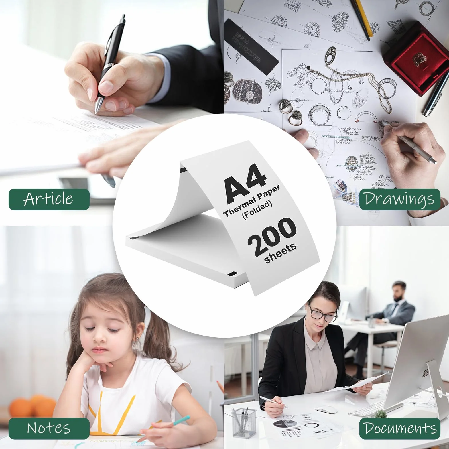Papier Termiczny A4 200 Arkuszy - 210x297 mm, 70 g/m², Bez BPA, Szybkoschnący