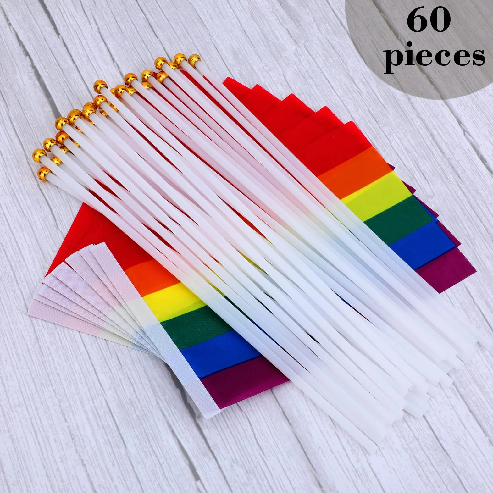 MWOOT 60 sztuk tęczowych flag LGBTQ, chorągiewka tęczowa, mini flagi do LGBTQ Gay Pride Parade, mała tęczowa flaga, akcesoria Pride Month