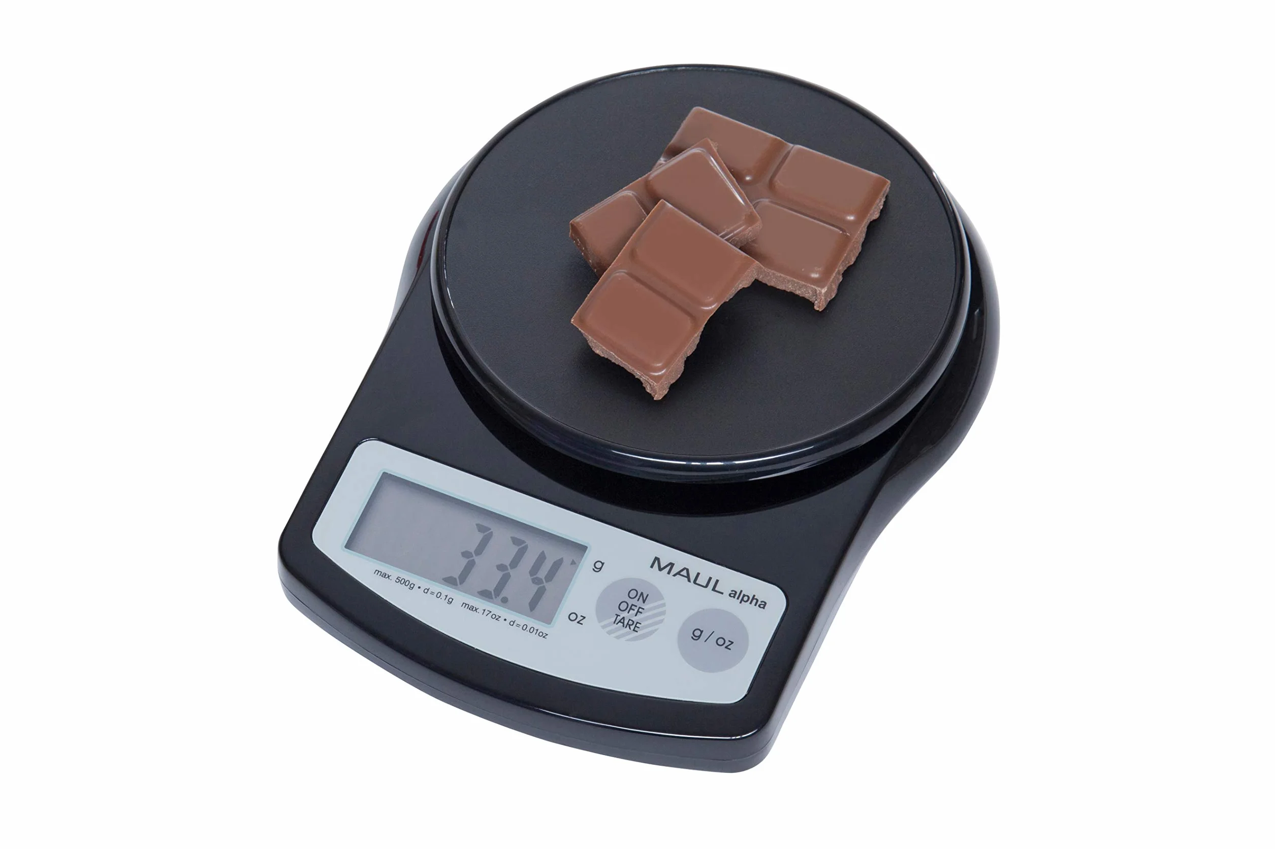 MAUL MAULalpha 1640590 Precyzyjna Waga z Baterią, 500 G, Czarna