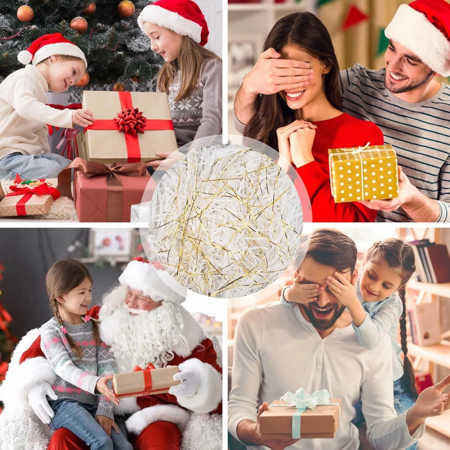 TXXATX 270 g rozdrobniony papier bibułowy biały i złoty rozdrobniony papier do pudełek prezentowych, wypełniacz bibułkowy rozdrobniony do wypełniania utrudniających napełniania torebek prezentowych
