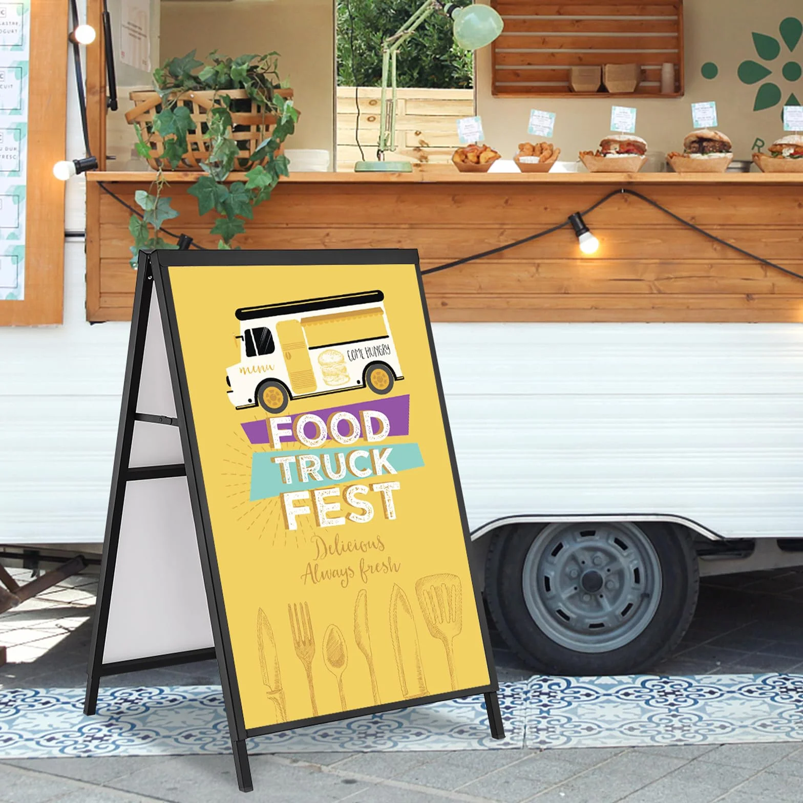 VEVOR Stoper dla klientów, stojak na chodnik, tablica reklamowa 61 x 91 cm, stojak na plakat, stal Q235, stojak na plakaty z ramą A, stojak reklamowy, stojak na chodniki do restauracji, barów, kawiarni, firm itd.