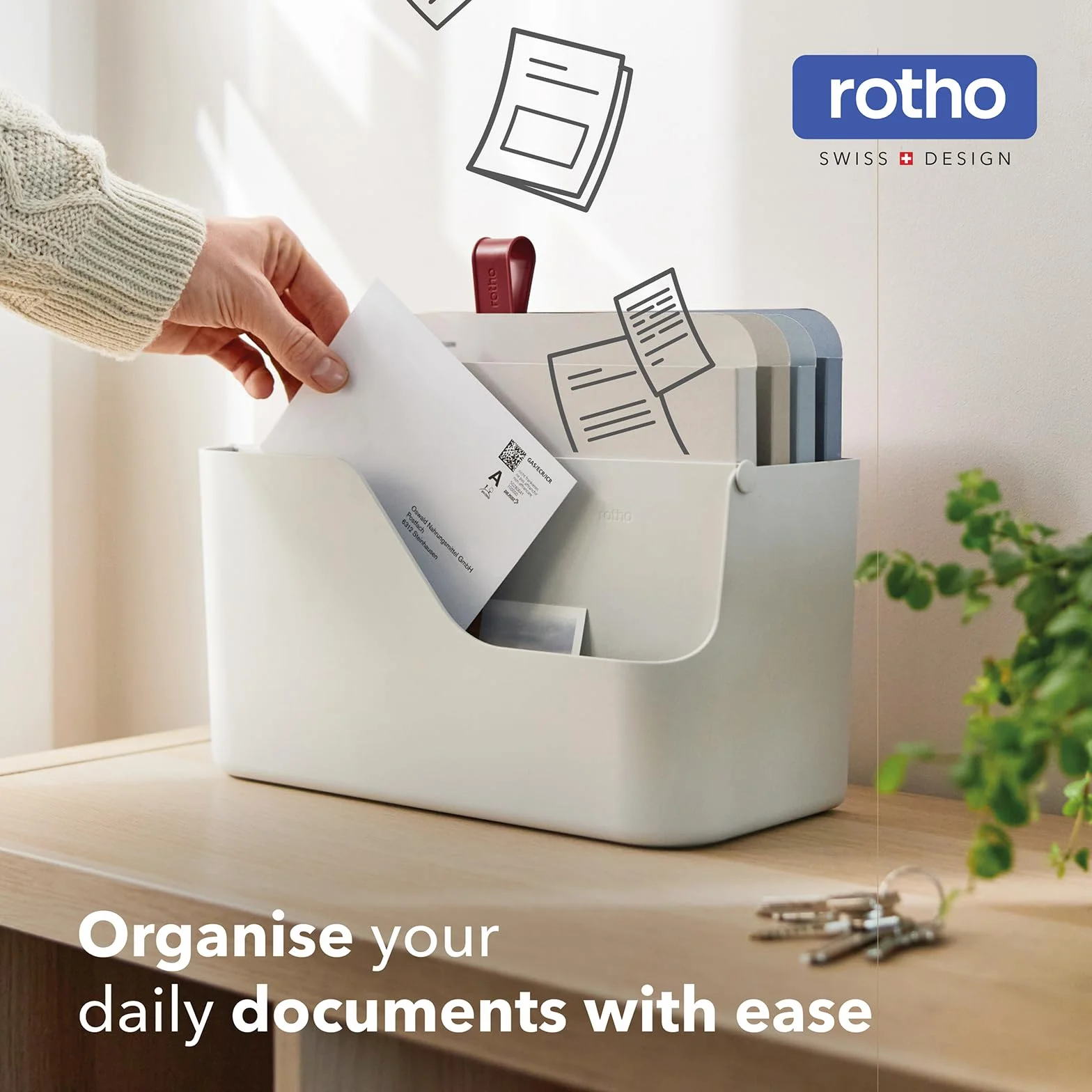 Rotho MyPaper organizer na dokumenty MY PAPER Plus, tworzywo sztuczne (PP), bez BPA, biały, 36,4 x 16,8 x 31,7 cm