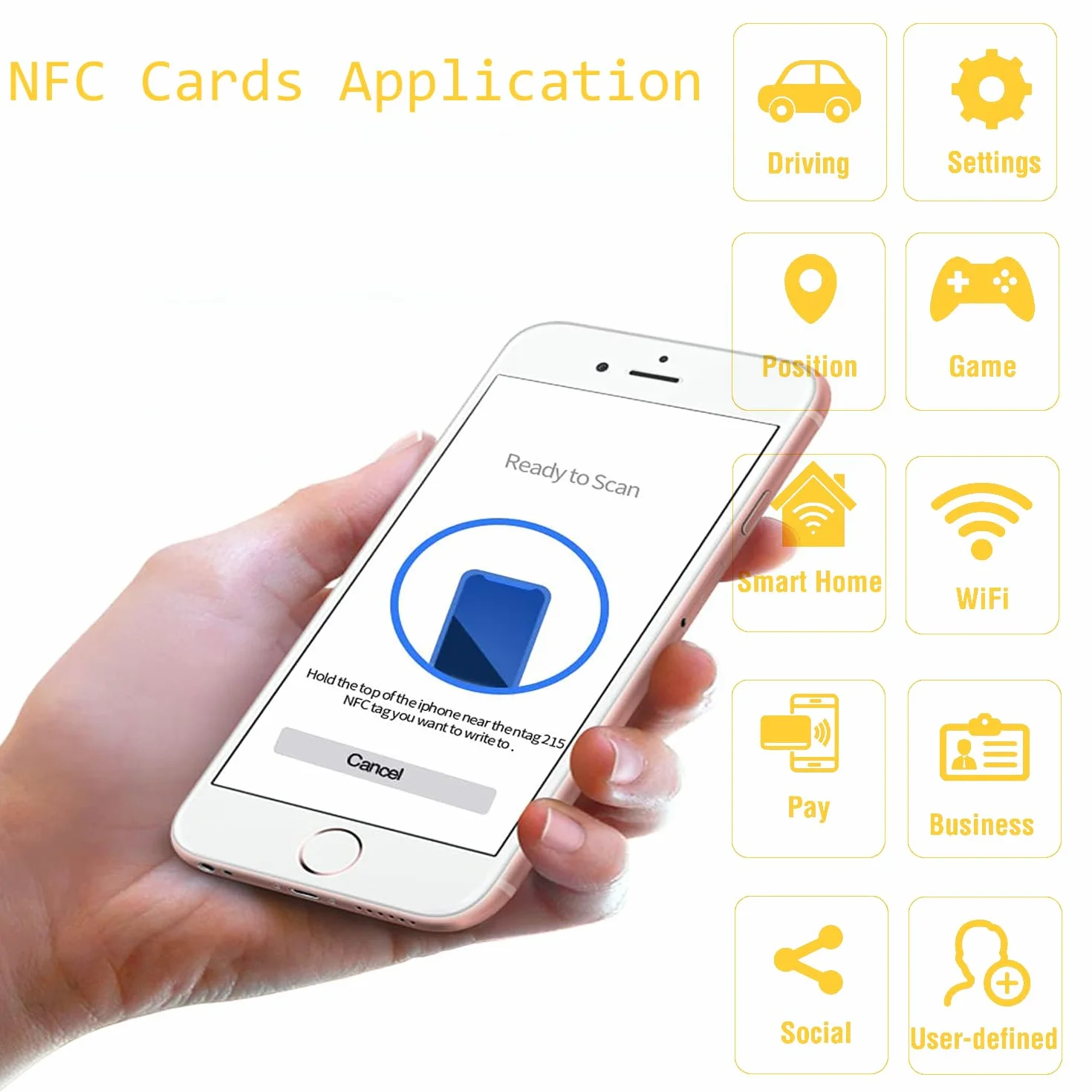 5-pak 13,56 MHz NFC puste metalowe wizytówki z PCW z 215 chipem i 504-bajtową pamięcią, laserowe dostosowywanie po stronie metalowej (szczotkowane srebro)