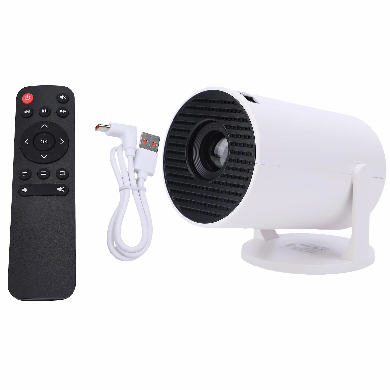 Przenośny Mini Projektor 4K, Projektor Kina Domowego 50 ANSI, Uchwyt Obrotowy 240°, Niski Poziom Hałasu 25 DB, do Wieczorów Filmowych w Sypialni, Kempingów, Dzieci, Rozrywki w