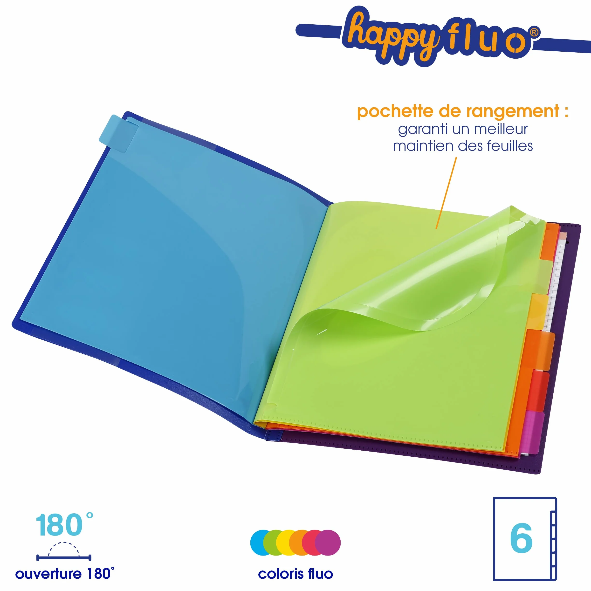 Viquel Polipropylen z 6 przegrodami z wbudowaną neonową podkładką papierową Happy