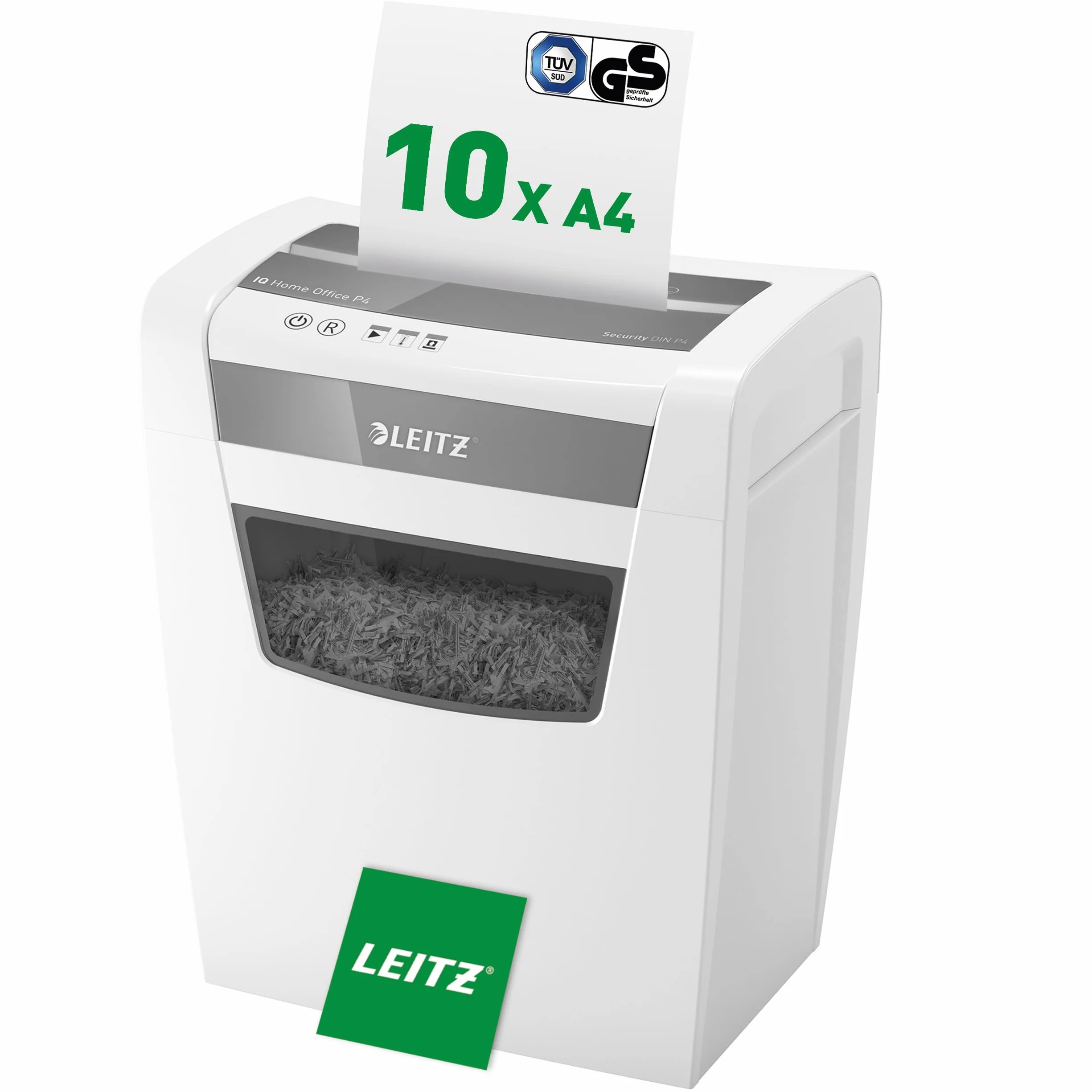 Leitz Iq Home Office P4 80090000 Niszczarka, Biały/Szary, 23 l