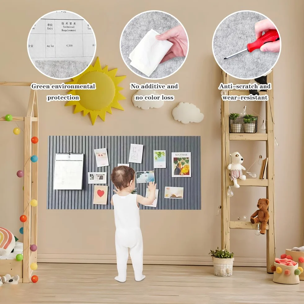 Yuragim Filcowa Tablica Ogłoszeniowa, 60 x 40 cm Duża Tablica Korkowa, Dekoracyjna Tablica z Filcu, 9 mm Grubości, Składana Tablica na Zdjęcia, Tablica Memo Vision Board Dekoracja Ściany na Dom, Biuro