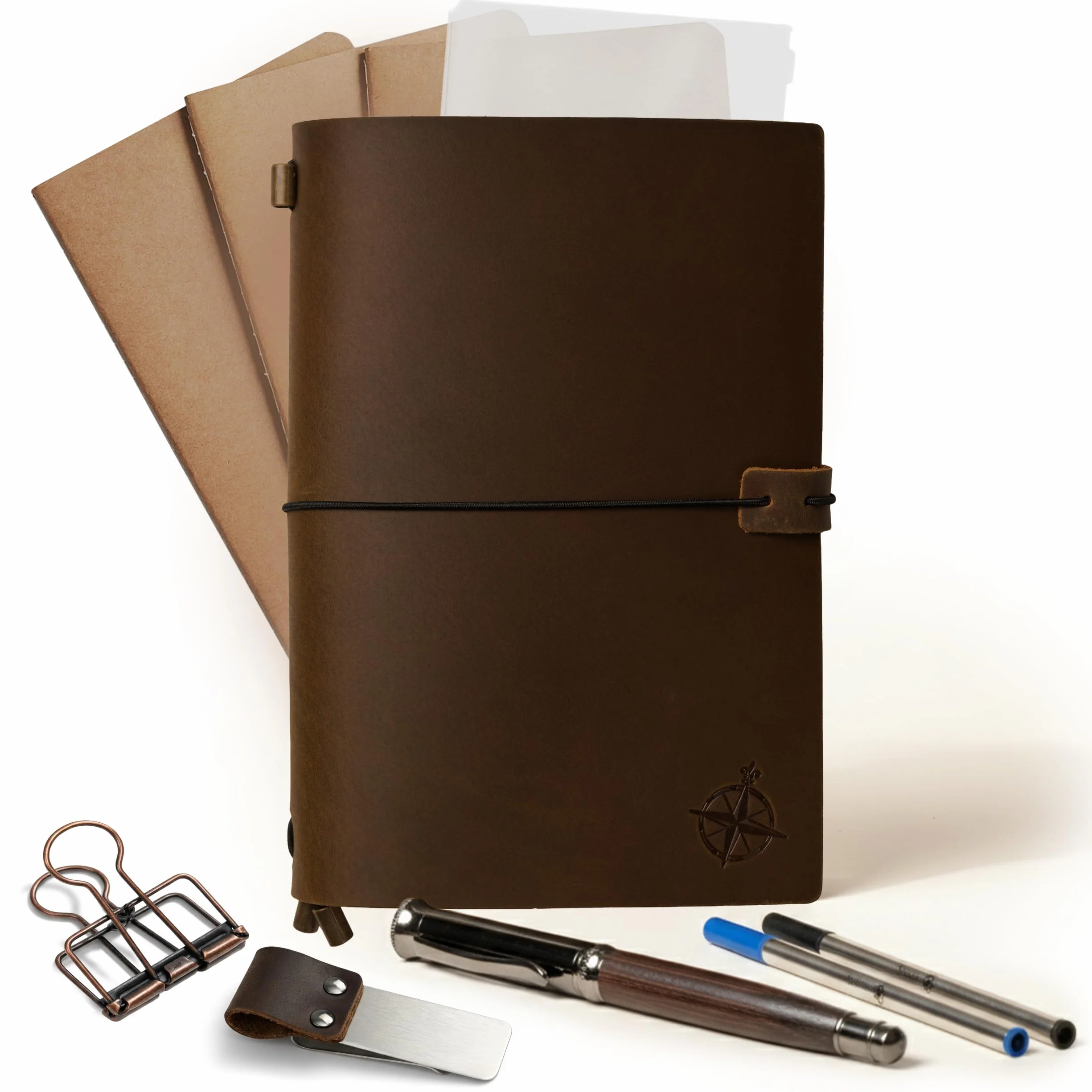 Skórzany Notes A5 Travelers Notebook 22x15 cm – Wymienny Dziennik Podróżny z Uchwytem na Długopis