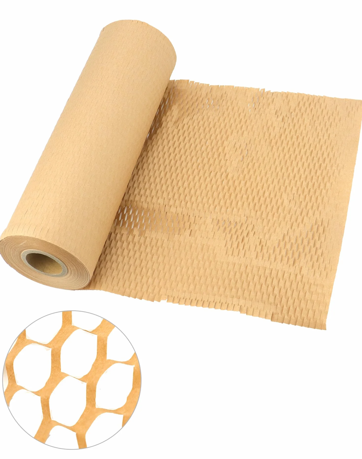 QWORK® 30cm x 50m papier pakowy o strukturze plastra miodu, alternatywa dla papieru do pakowania bąbelkowego, do pakowania prezentów i delikatnych przedmiotów