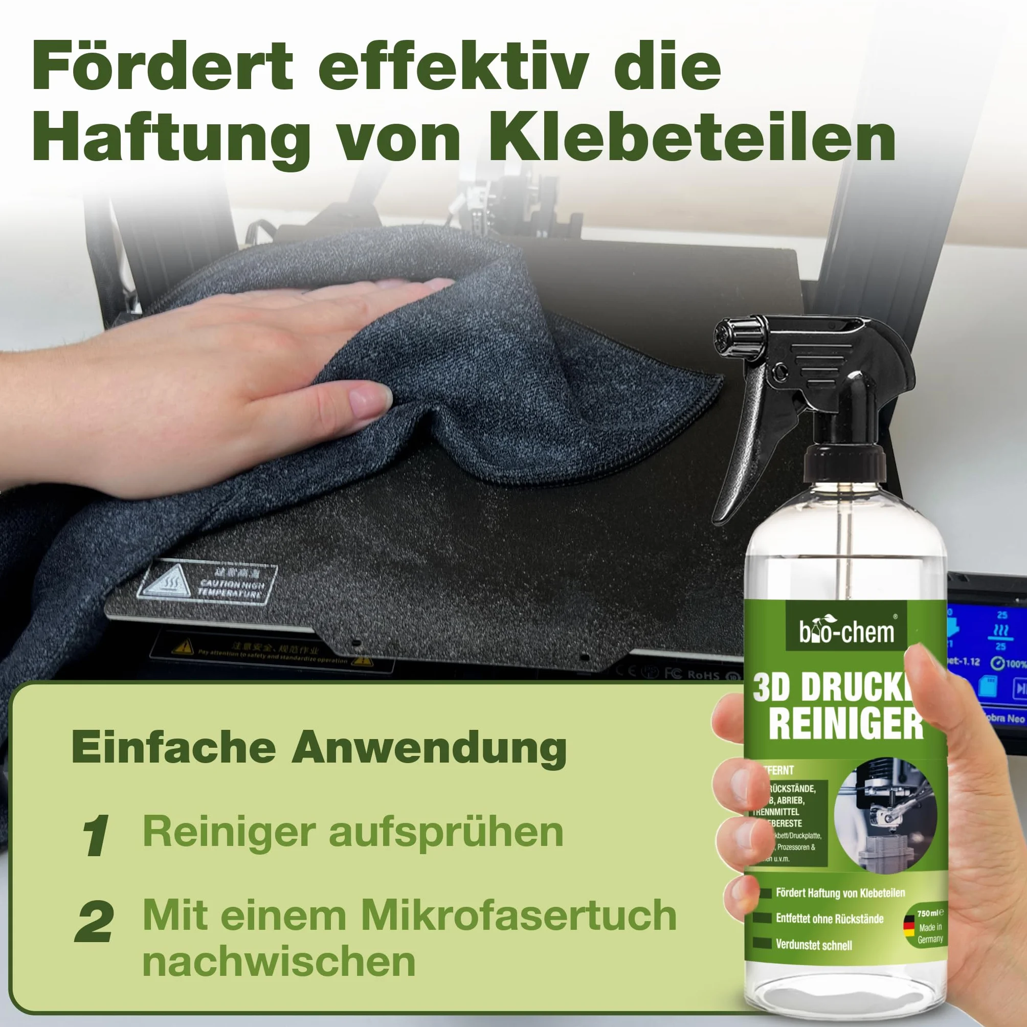 ?rodek do czyszczenia drukarki 3D, 3 x 100 ml, w sprayu, w zestawie ?ciereczka z mikrofibry, do wszystkich drukarek 3D, cz??ci PC i innych urz?dze? elektrycznych, przyjazny dla ?rodowiska ?rodek