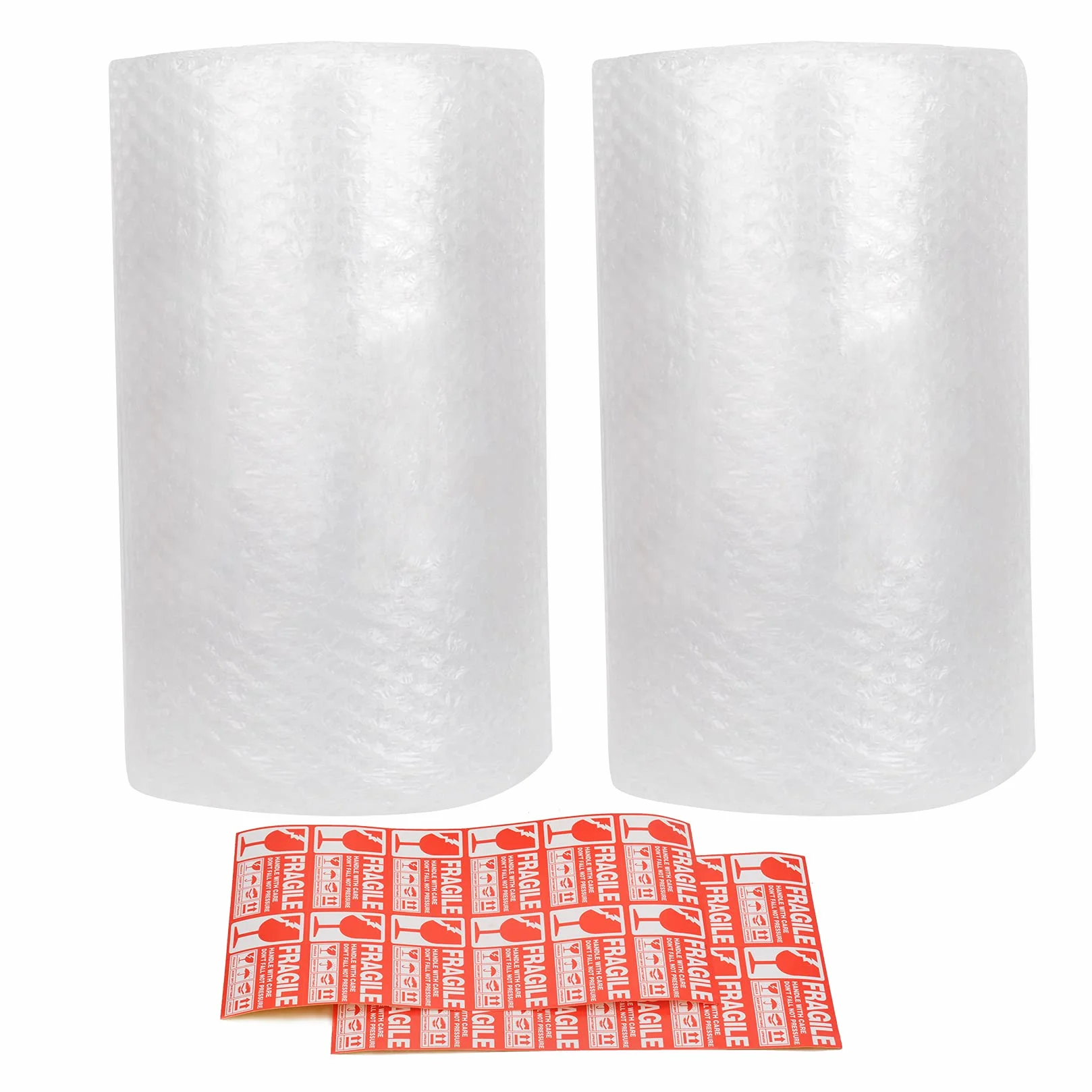 Cymax 2 rolki folii bąbelkowej do przeprowadzki, łącznie 300 mm x 22 m, małe bąbelki powietrzne do pakowania wysyłki, perforowane co 30 cm, w zestawie 20 delikatnych naklejek